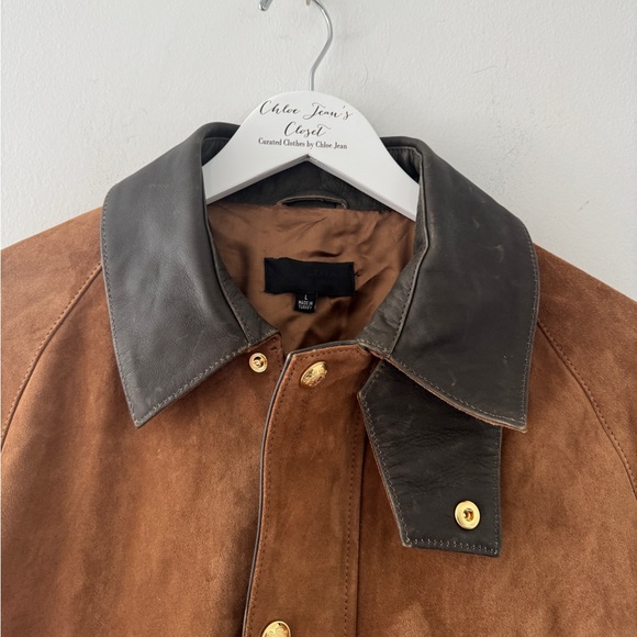 NILI LOTAN Kedem Leather Trimmed Suede Brown Jacket L - Picture 9 of 16
